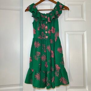 Hell Bunny Pineapple and Tropical Drop Shoulder Dress